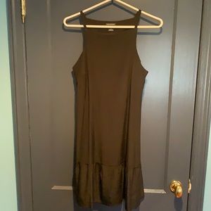 Square neck silk mini dress